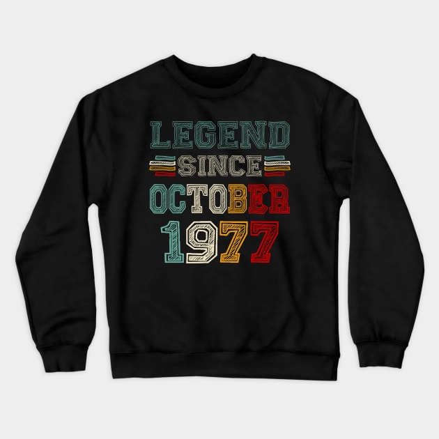 46 Years Old Legend Since October 1977 46th Birthday Crewneck Sweatshirt by Vintage White Rose Bouquets